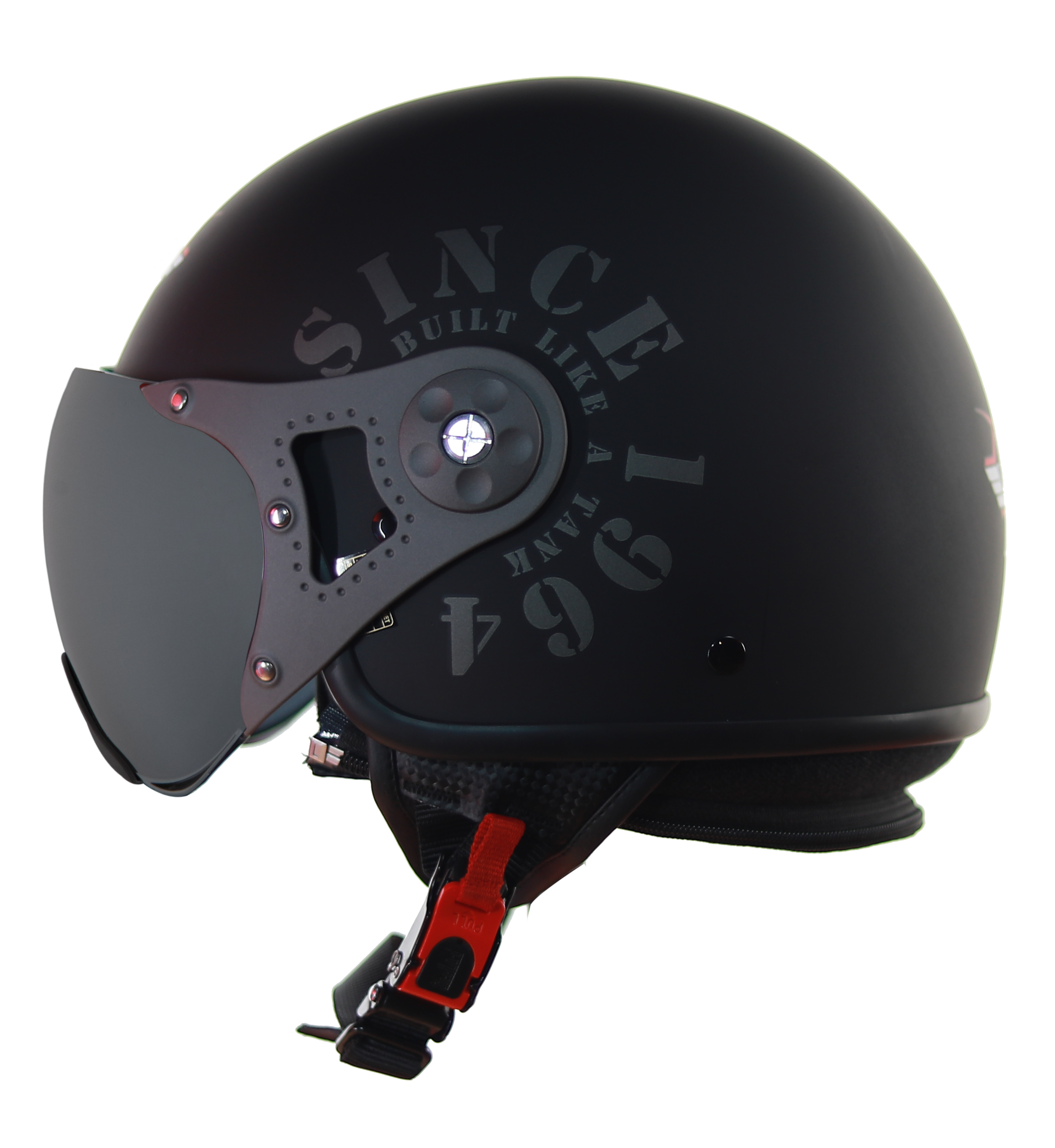 Steelbird SB-27 Tank ISI Certified Open Face Graphic Helmet (Matt Black Grey With Chrome Silver Visor)